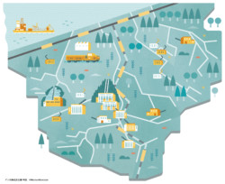 デンカ株式会社様のPR誌イラストマップ