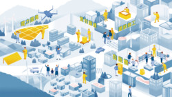 イオンディライト株式会社 本社エントランスの大型ディスプレイのアニメーション素材