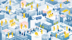 イオンディライト株式会社 本社エントランスの大型ディスプレイのアニメーション素材